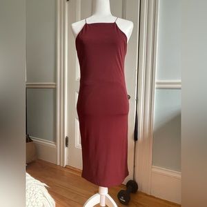 NWT Forever 21 Burgundy High Neck Midi Dress